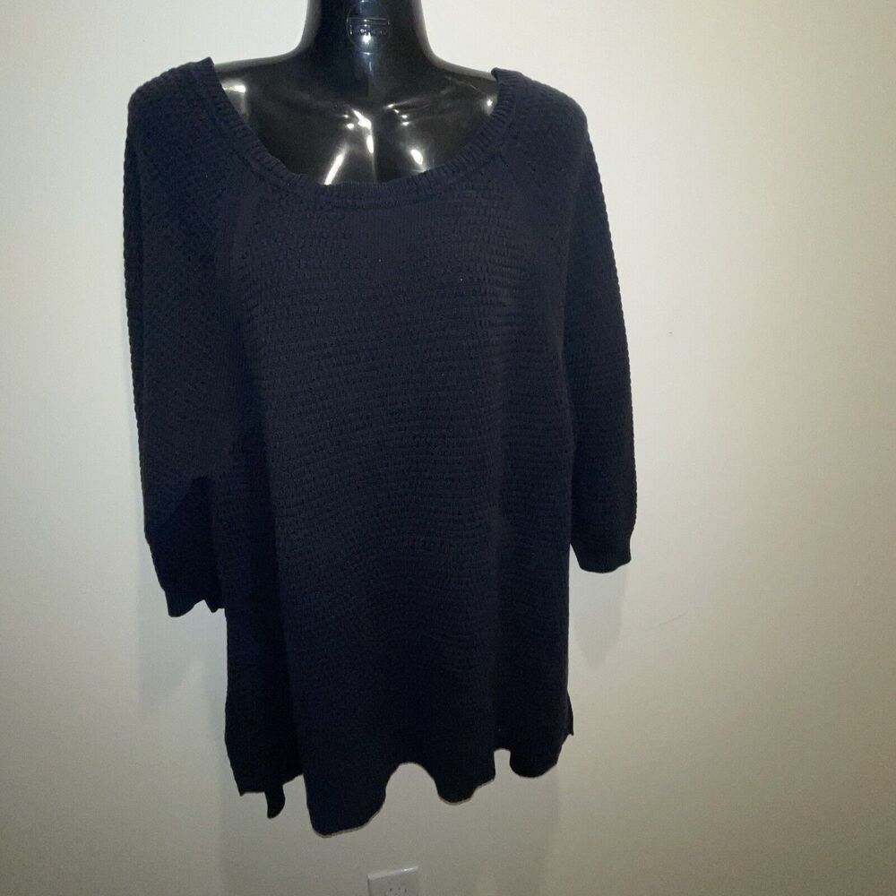 Lane Bryant Black Plus 3/4 Sleeve Lace Round Neck Neutral Career Sweater 18/20